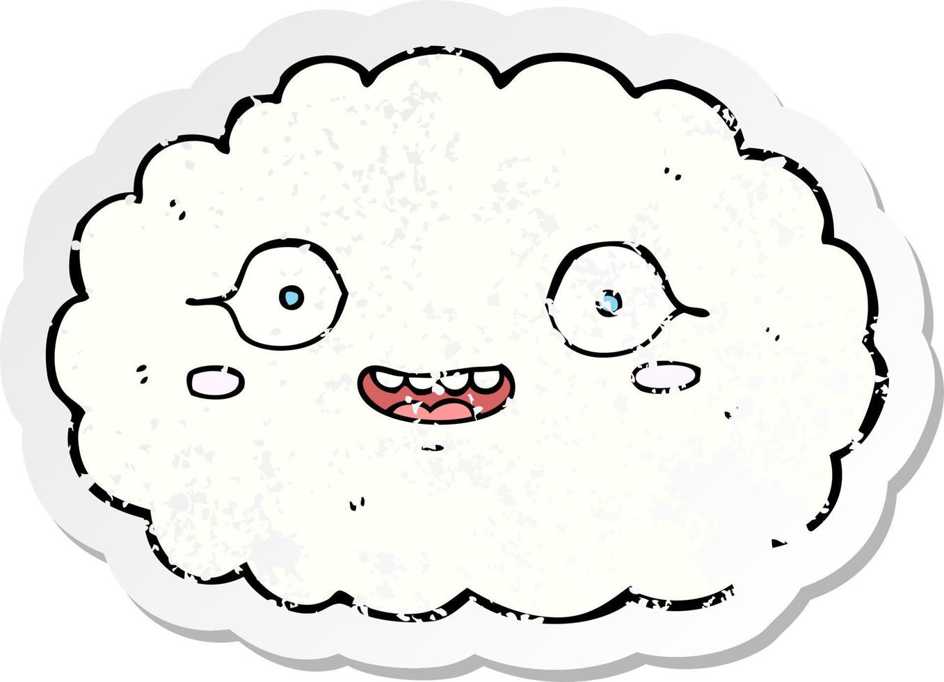 retro distressed sticker of a happy cartoon cloud vector