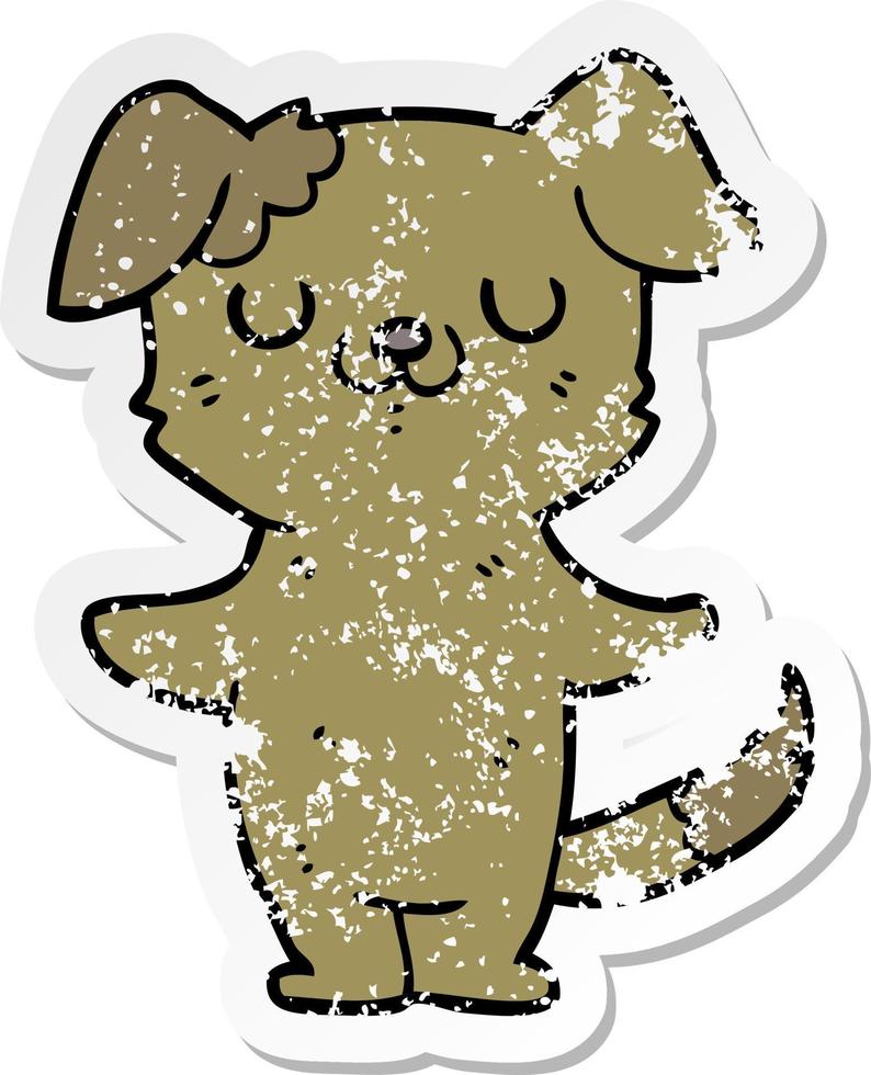 distressed sticker of a cartoon puppy vector