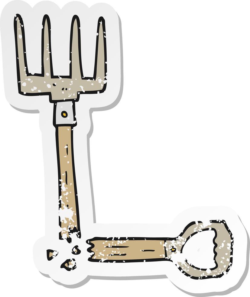 distressed sticker of a cartoon broken pitchfork vector