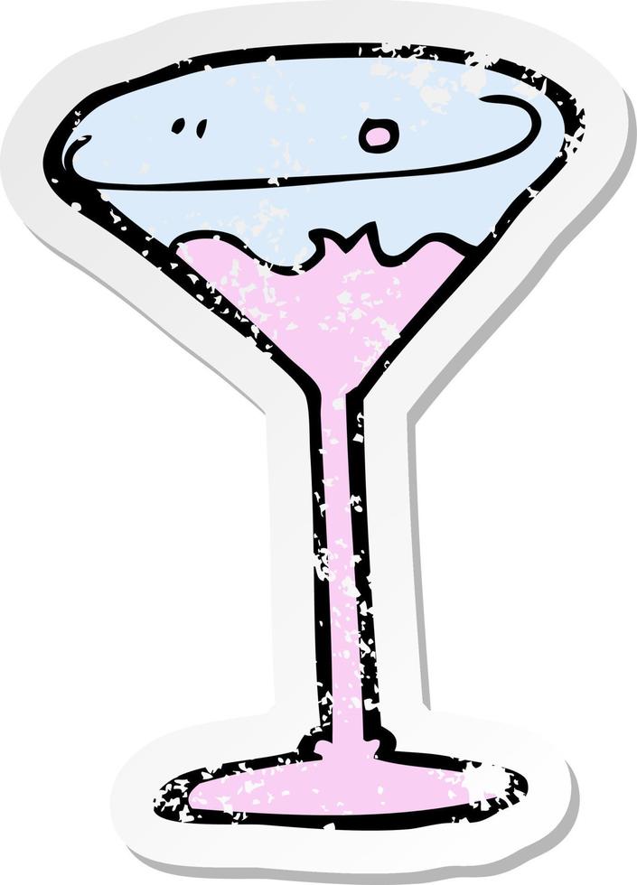 retro distressed sticker of a cartoon cocktail vector