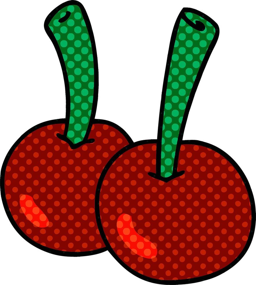 quirky comic book style cartoon cherries vector