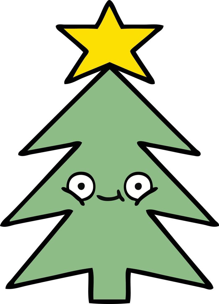 lindo árbol de navidad de dibujos animados vector