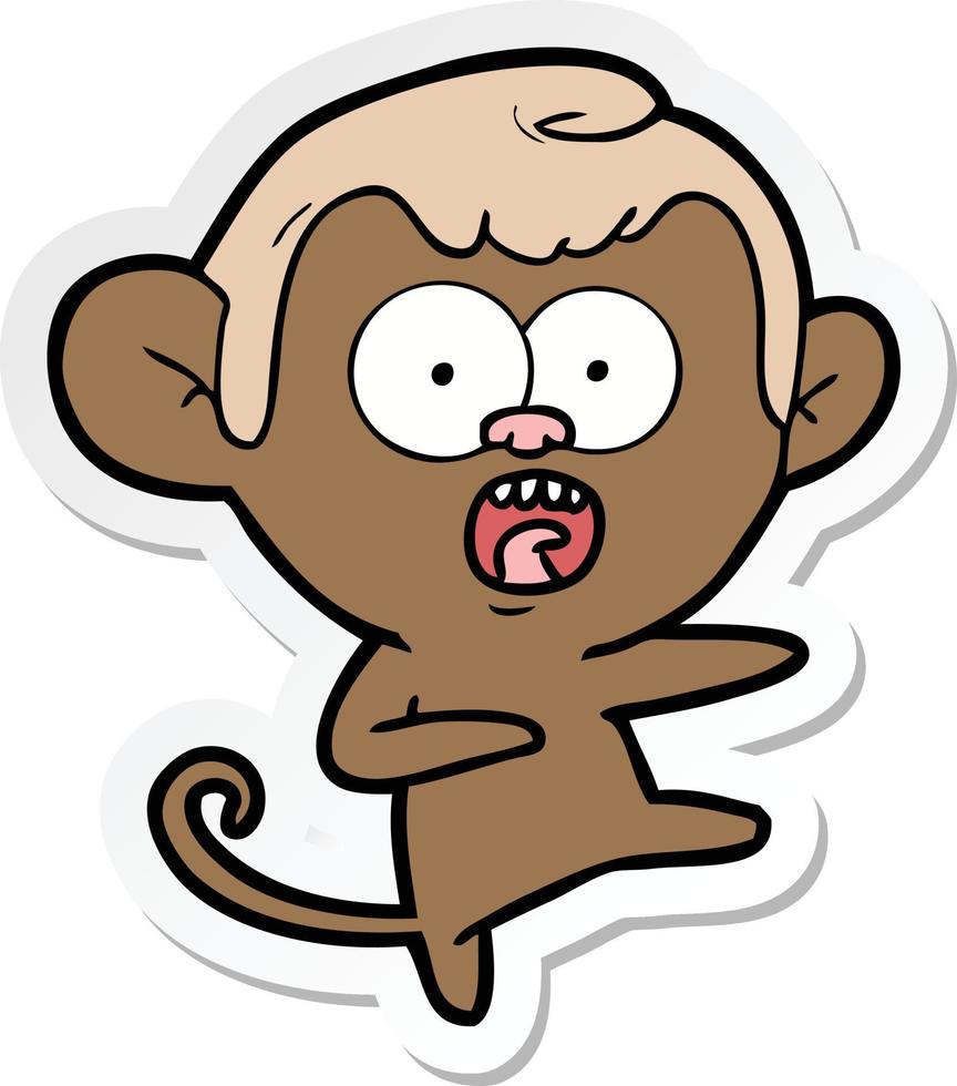 sticker of a cartoon shocked monkey vector