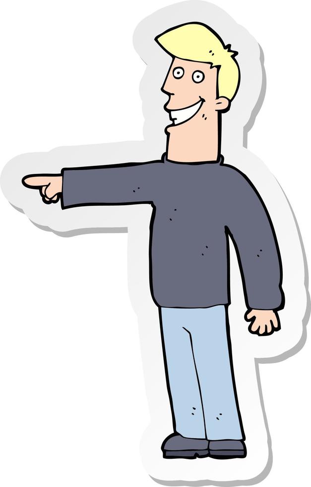 sticker of a cartoon pointing man vector