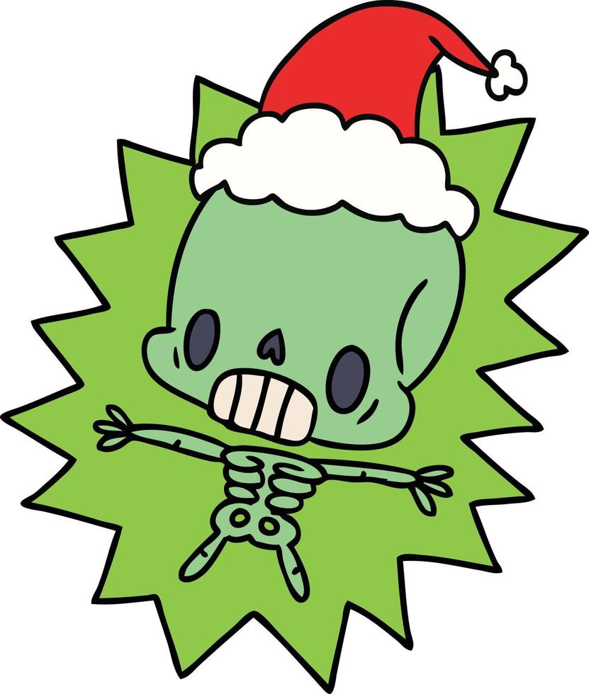 christmas cartoon of kawaii skeleton vector