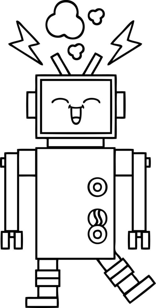 line drawing cartoon robot vector