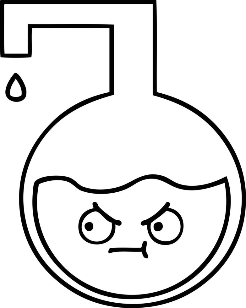 line drawing cartoon science experiment vector