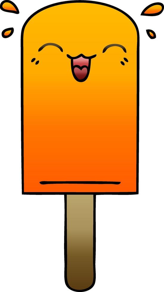 quirky gradient shaded cartoon orange ice lolly vector