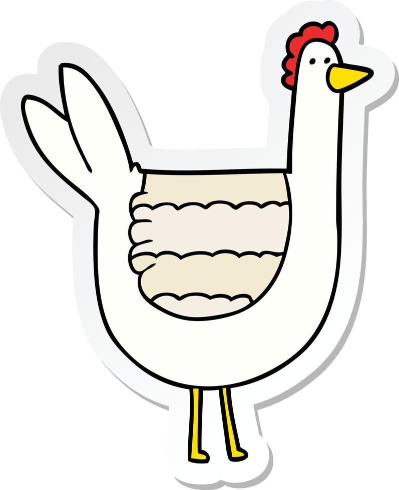 sticker of a cartoon chicken vector