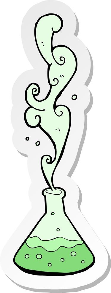 sticker of a cartoon science experiment vector