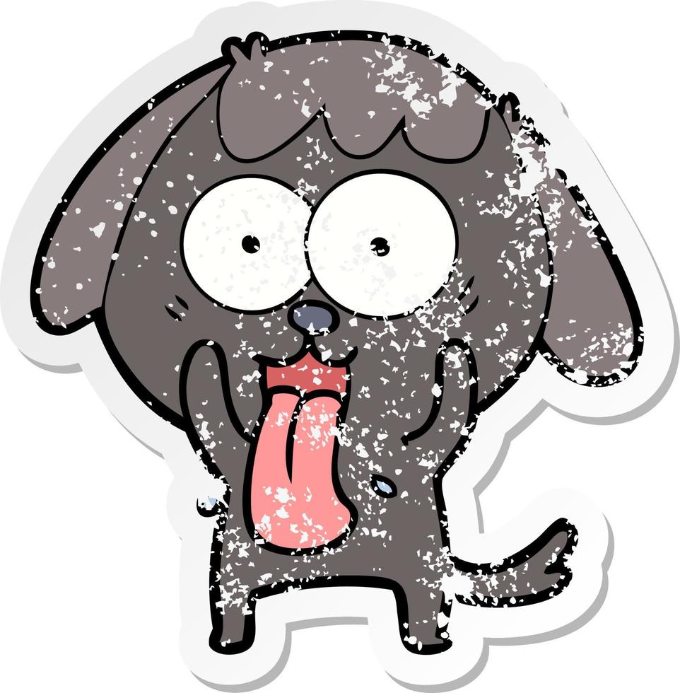 distressed sticker of a cute cartoon dog vector