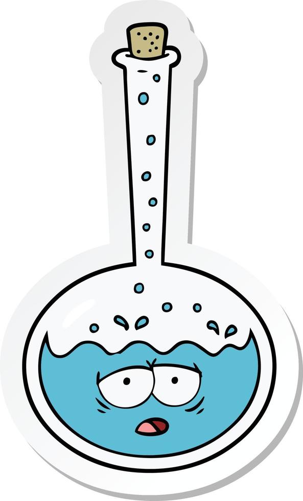 sticker of a cartoon chemical reaction vector