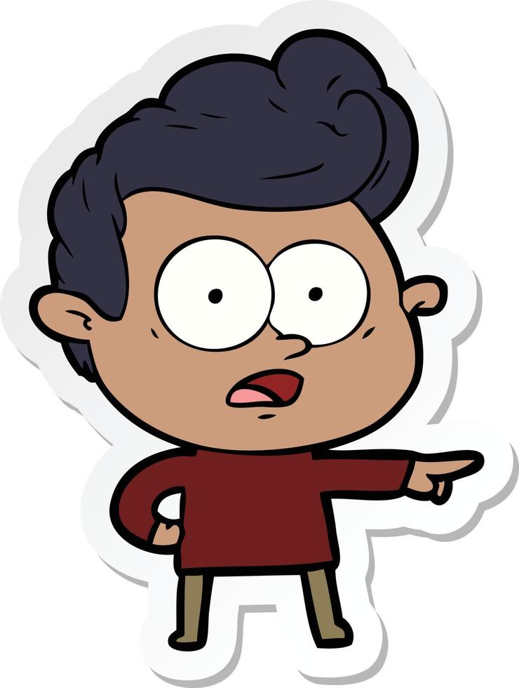 sticker of a cartoon staring man vector