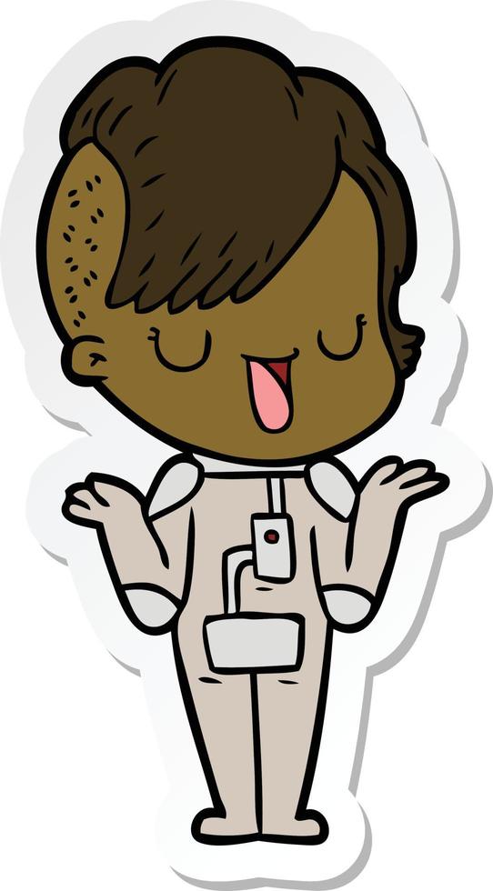 sticker of a cute cartoon girl with hipster haircut vector