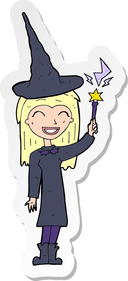 sticker of a cartoon halloween witch vector