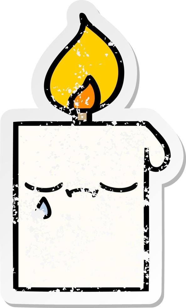 distressed sticker of a cute cartoon lit candle vector