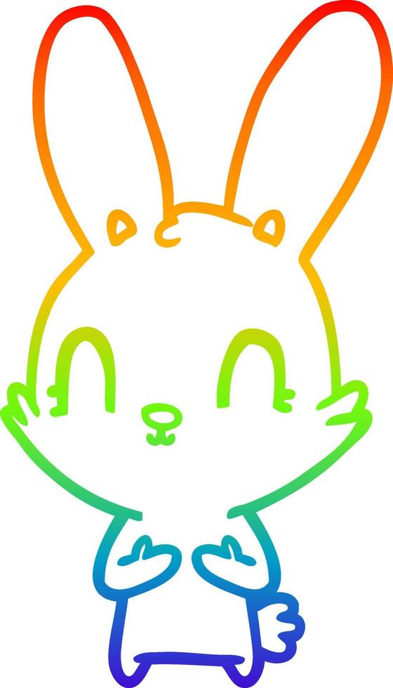 rainbow gradient line drawing cute cartoon rabbit vector