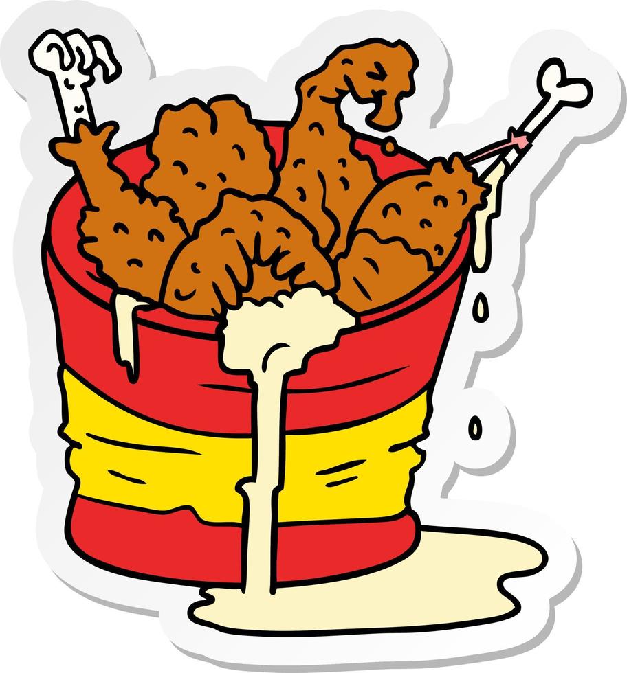 sticker cartoon doodle bucket of fried chicken vector