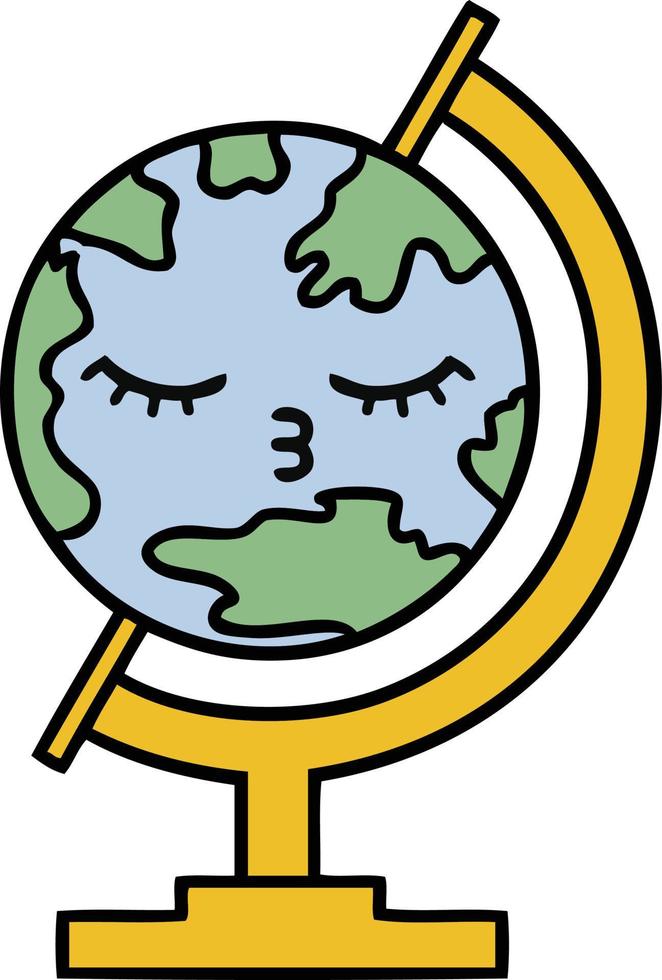 cute cartoon globe of the world vector