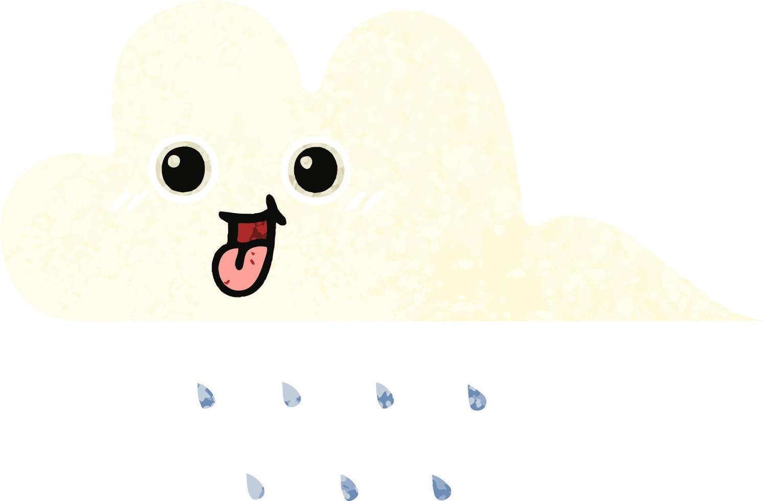 retro illustration style cartoon rain cloud vector