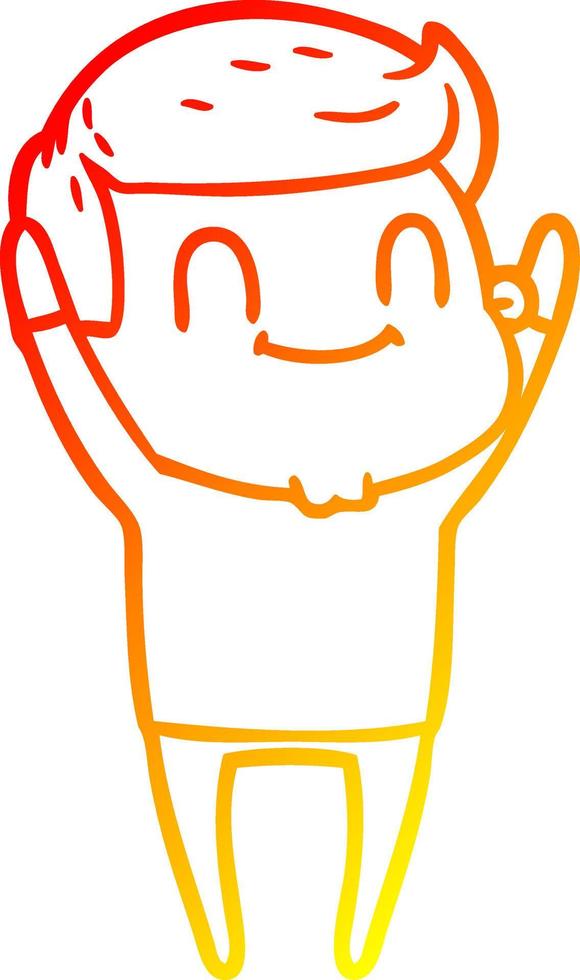 warm gradient line drawing cartoon friendly man vector