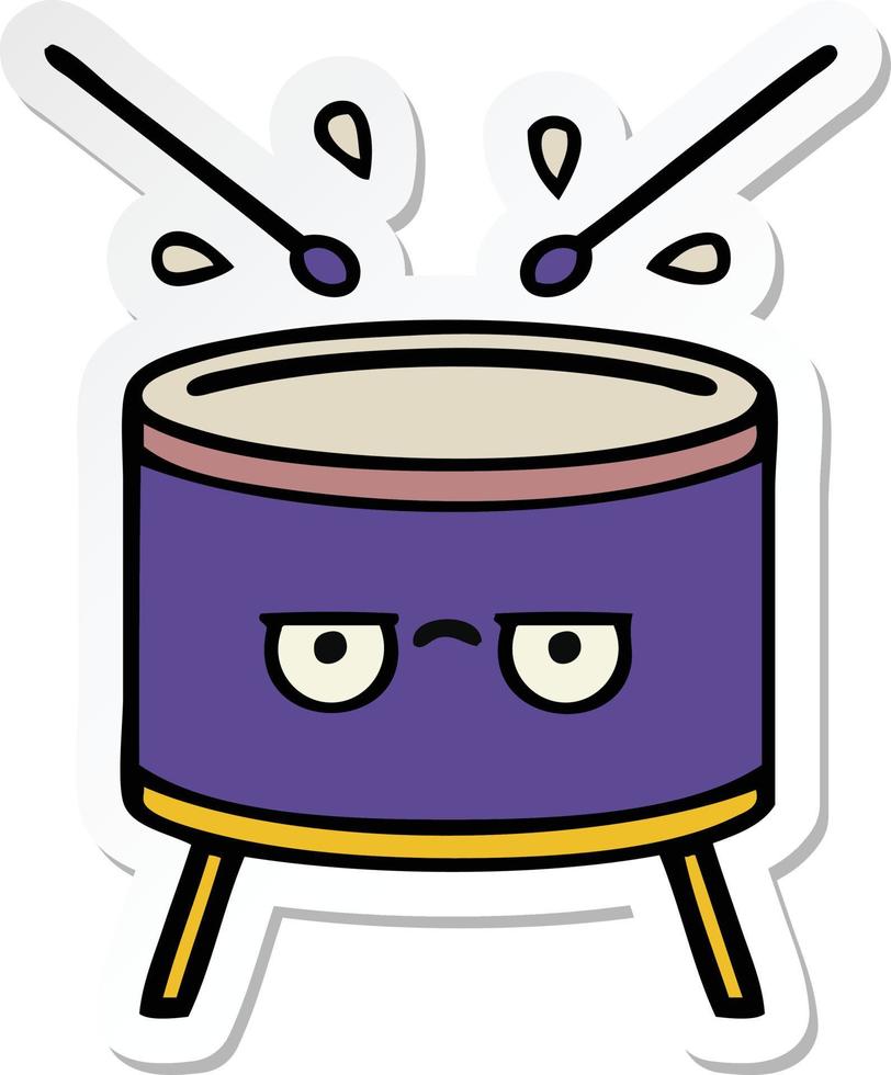 sticker of a cute cartoon drum vector