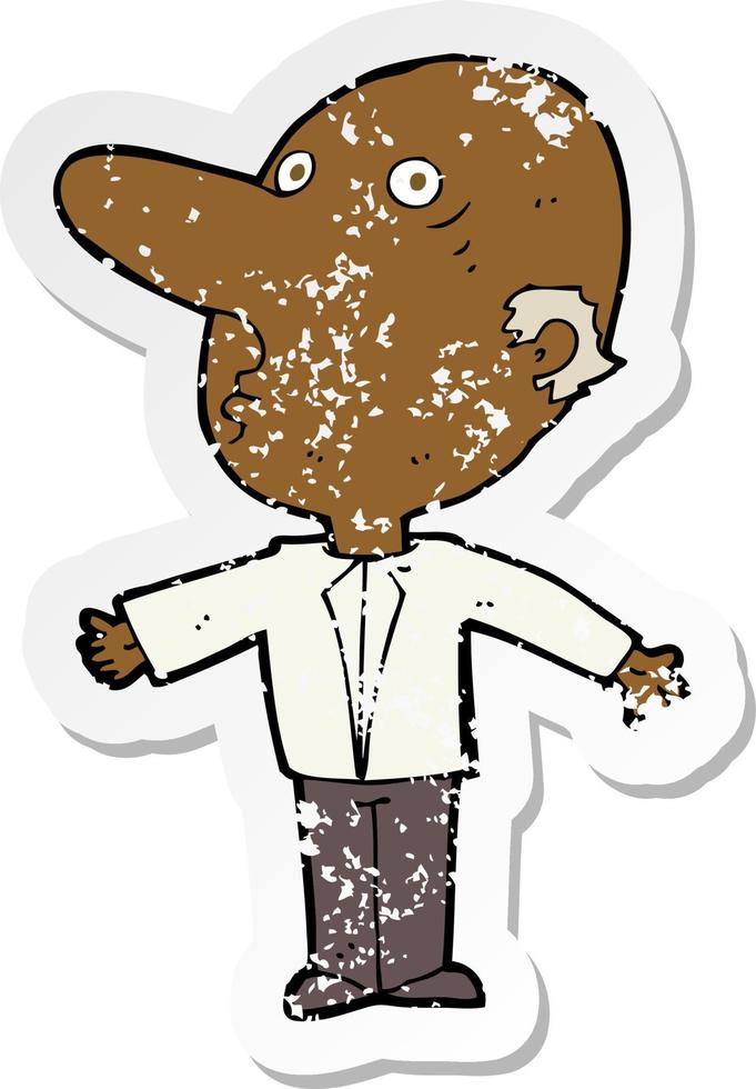retro distressed sticker of a cartoon confused middle aged man vector
