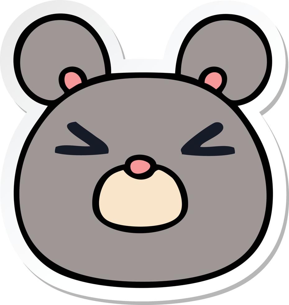 sticker of a quirky hand drawn cartoon mouse face vector