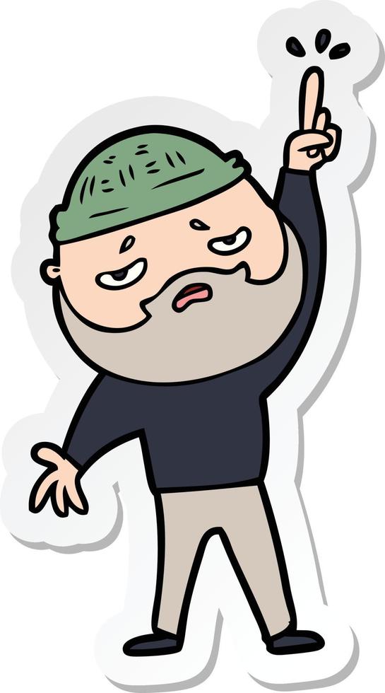 sticker of a cartoon worried man with beard vector