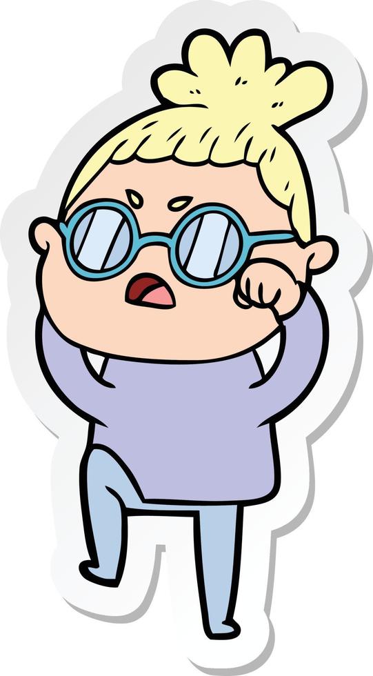 sticker of a cartoon annoyed woman vector