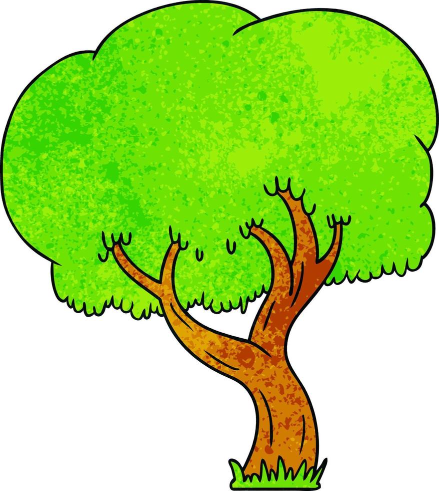 garabato de dibujos animados texturizados de un árbol de verano vector