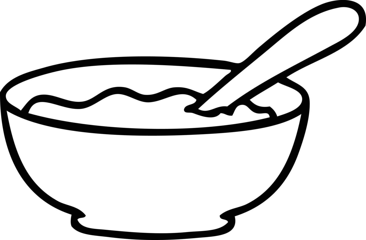 quirky line drawing cartoon bowl of porridge vector