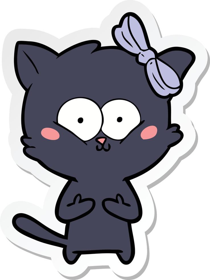 sticker of a cartoon cat vector