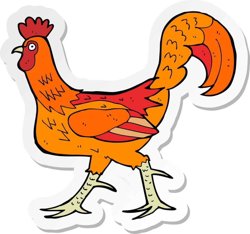 pegatina de un gallo de dibujos animados vector