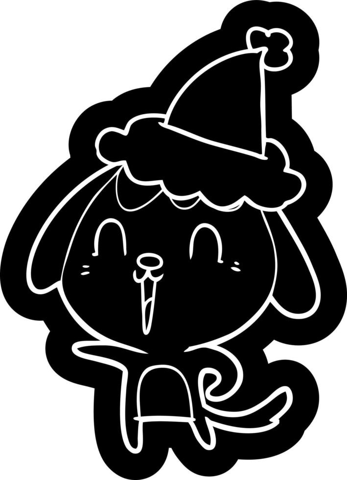 cute cartoon icon of a dog wearing santa hat vector