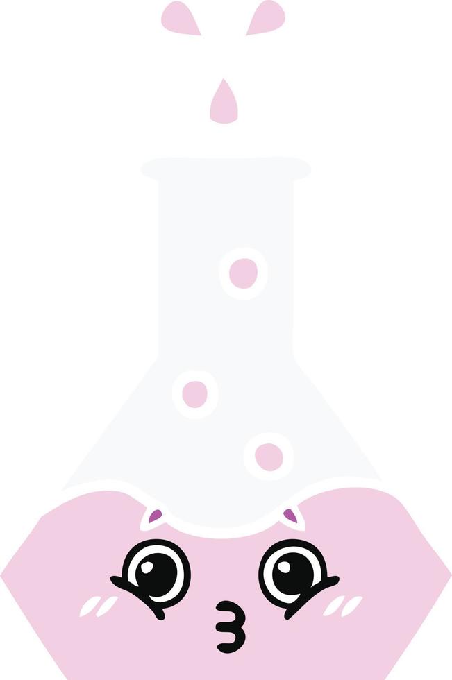 flat color retro cartoon science beaker vector