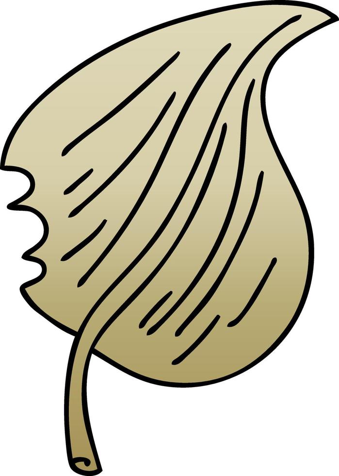 quirky gradient shaded cartoon munched leaf vector