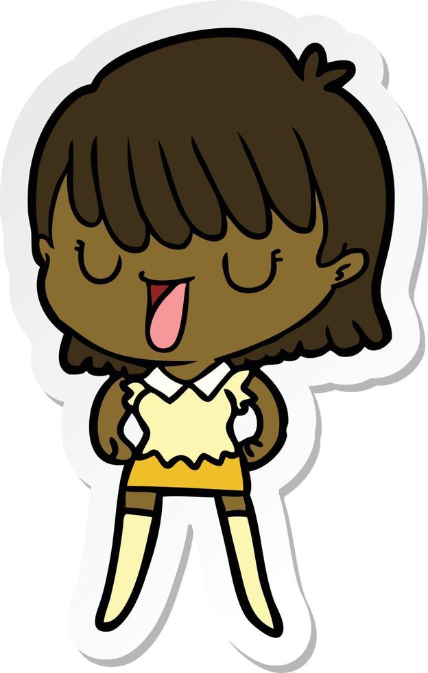 sticker of a cartoon woman vector