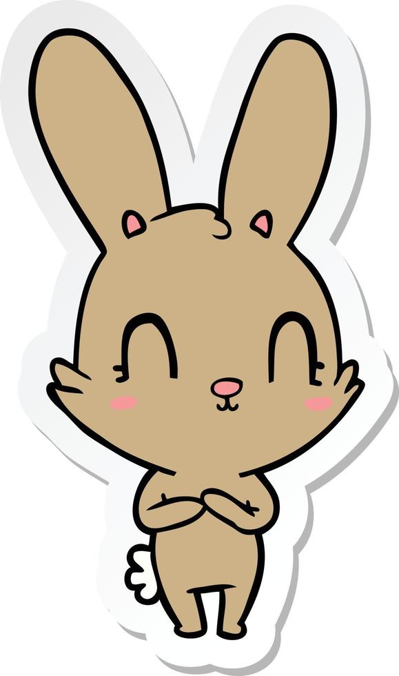 sticker of a cute cartoon rabbit vector
