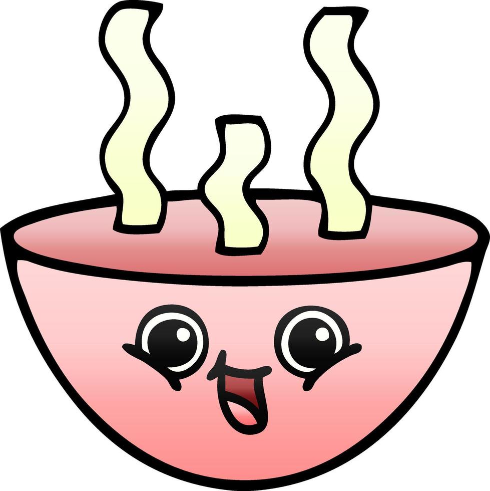 gradient shaded cartoon bowl of hot soup vector