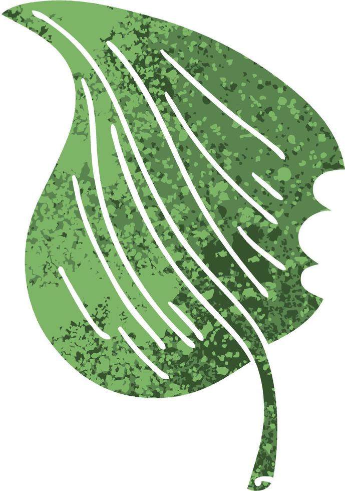 quirky retro illustration style cartoon munched leaf vector