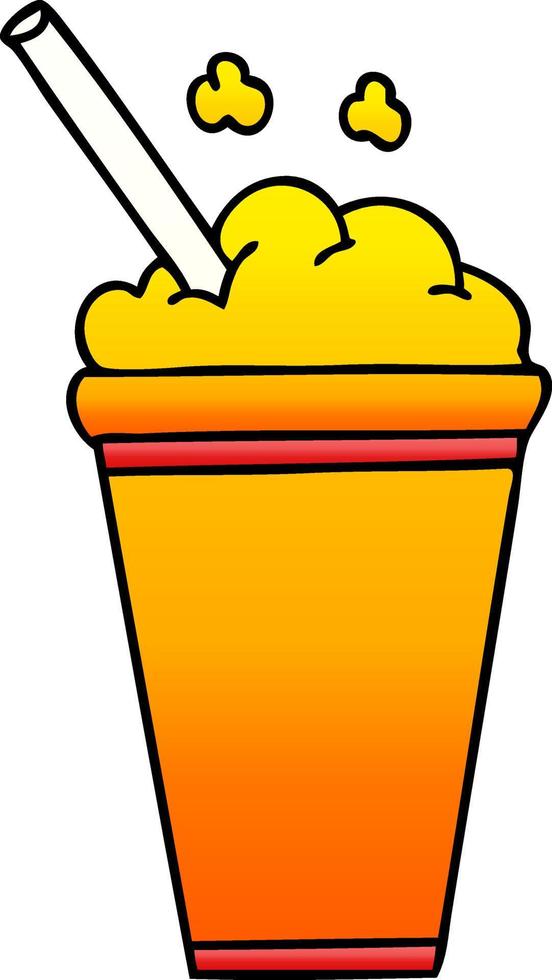 quirky gradient shaded cartoon iced drink vector