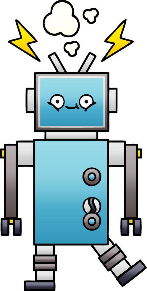 robot de baile de dibujos animados sombreado degradado vector