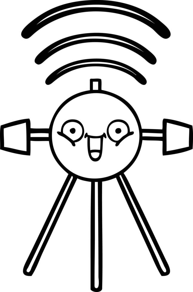 line drawing cartoon satellite vector