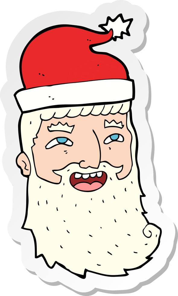 sticker of a cartoon laughing santa vector