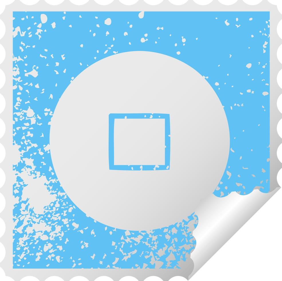 distressed square peeling sticker symbol stop button vector