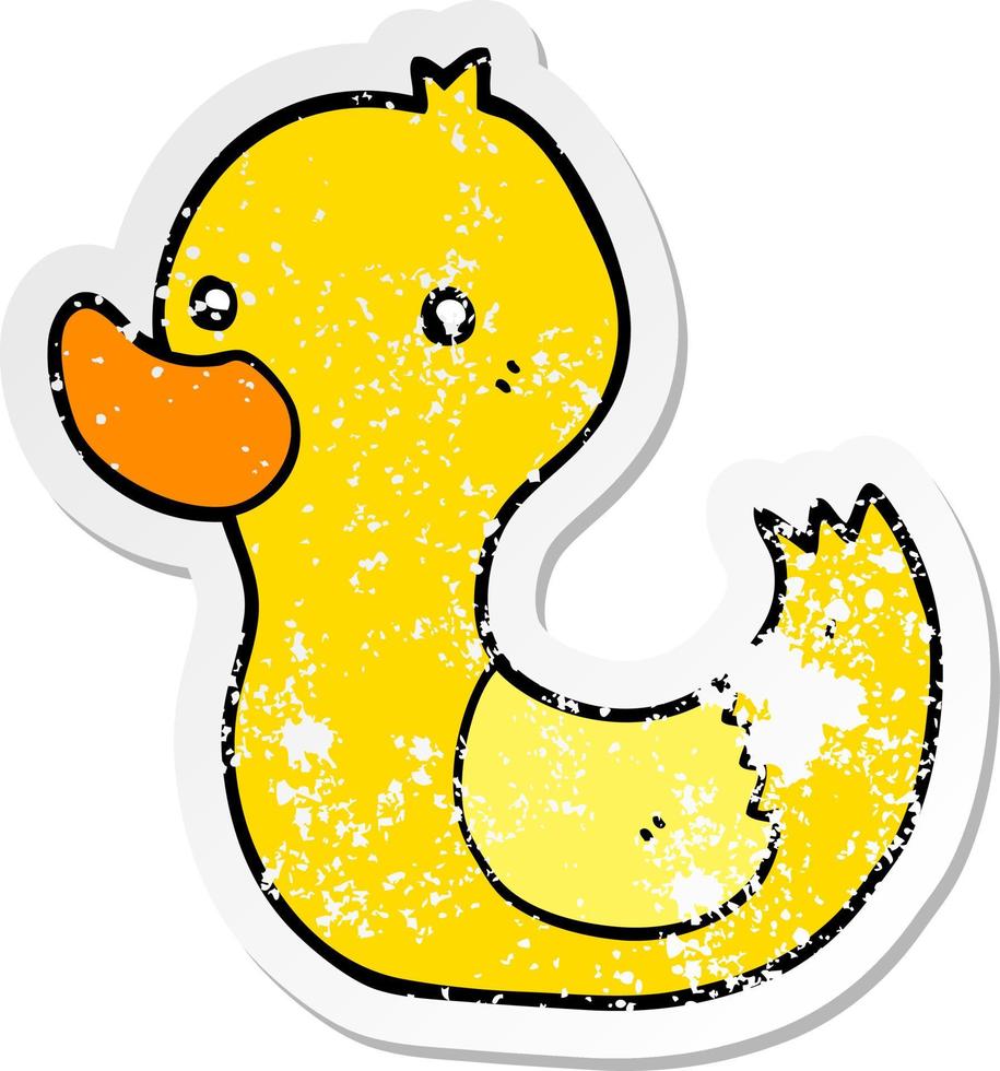 distressed sticker of a cartoon duck vector