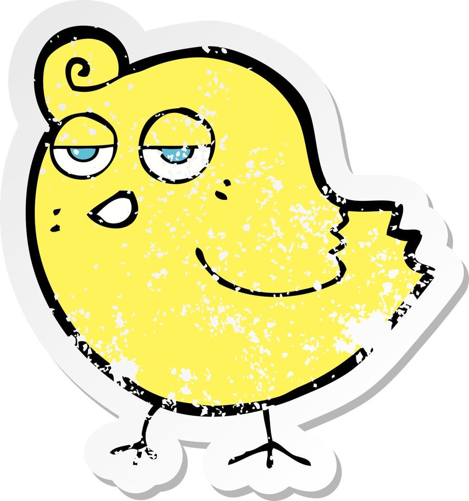 retro distressed sticker of a cartoon bird vector
