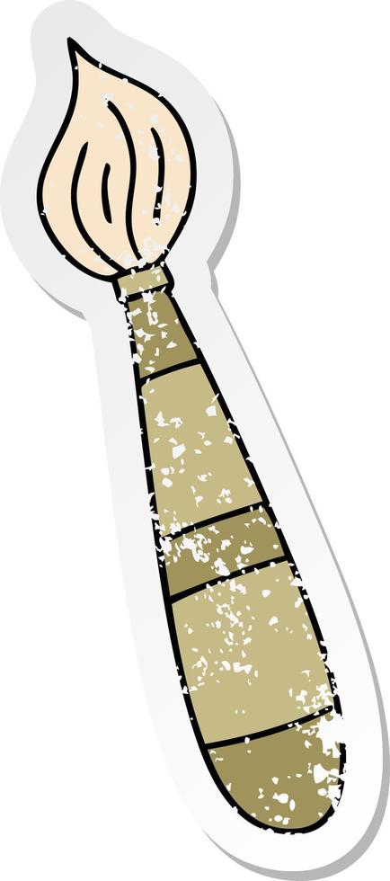 distressed sticker of a quirky hand drawn cartoon paint brush vector