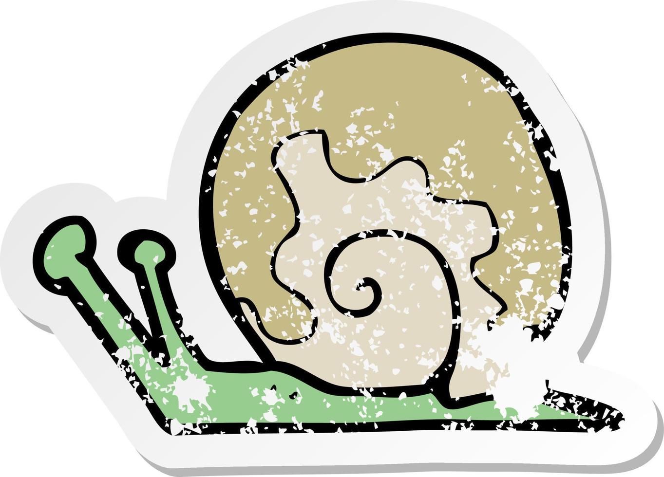 retro distressed sticker of a cartoon snail vector